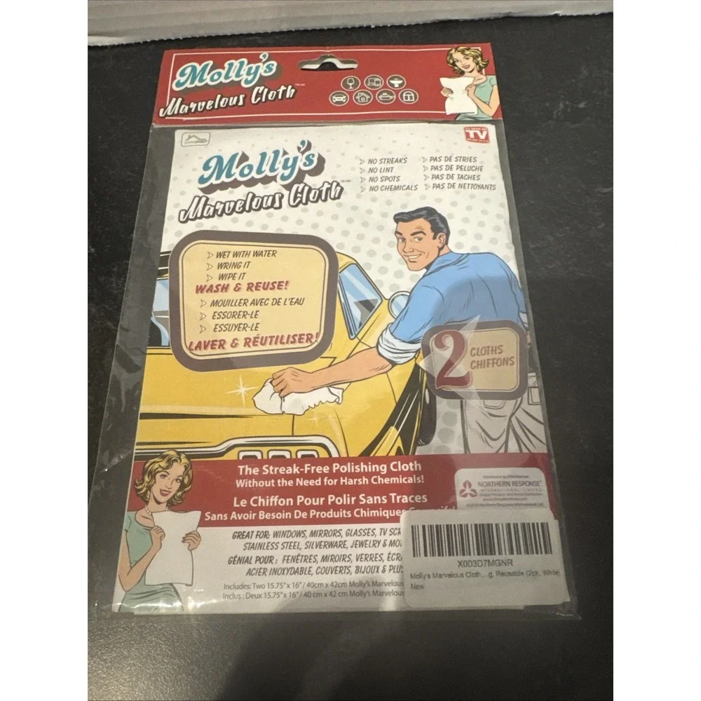 Molly's Marvelous Cloth Streak-Free, Lint-Free Microfiber Cleaning Cloth 2pk